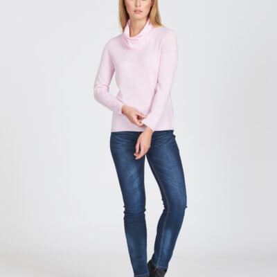 Wrap neck Merino jumper available in various colours
